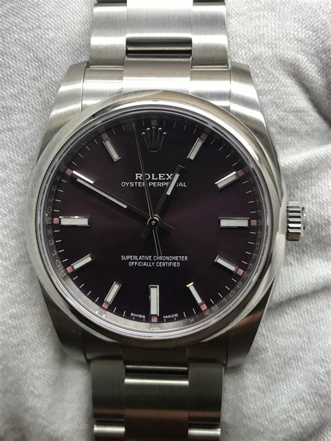 rolex red grape 34mm|rolex oyster perpetual red grape.